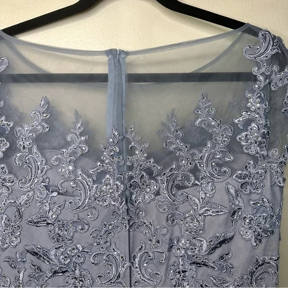 La Femme Dusty Blue Embellished Gown Sz12 - Picture 6 of 13